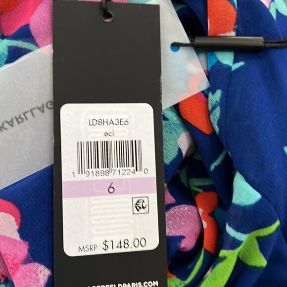 KARL LAGERFELD PARIS FLORAL FLARE SLEEVE DRESS SIZE 6 - Picture 8 of 9